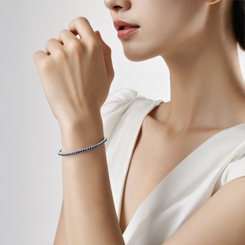 Bransoletka tenisowa Luminy 3,0mm: białe złoto, niebieskie szafiry